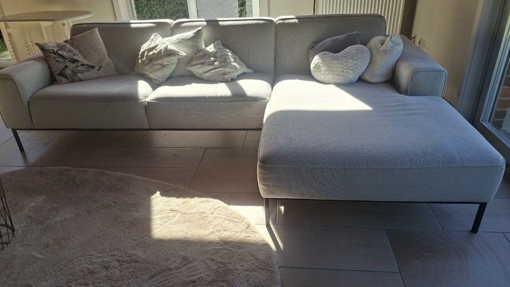 Stoffen hoekzetel met chaise longue, Ophalen, Gebruikt