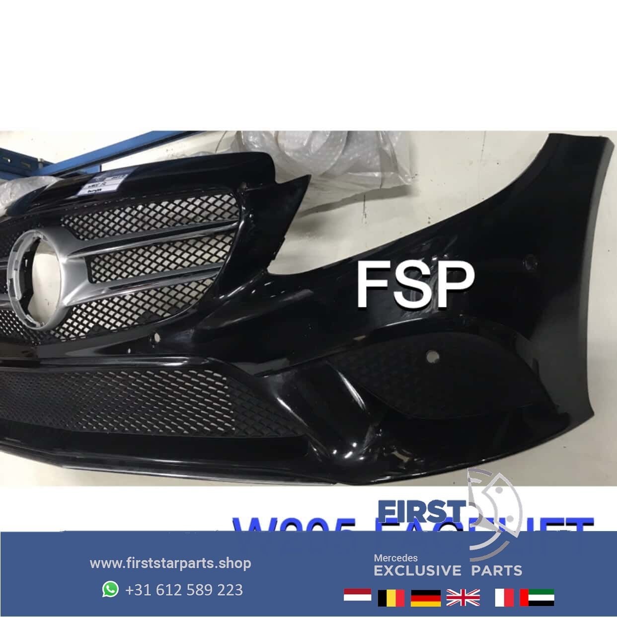W205 C205 FACELIFT 2020 VOORBUMPER ZWART Mercedes C Klasse O, Utilisé, -, Avant, -