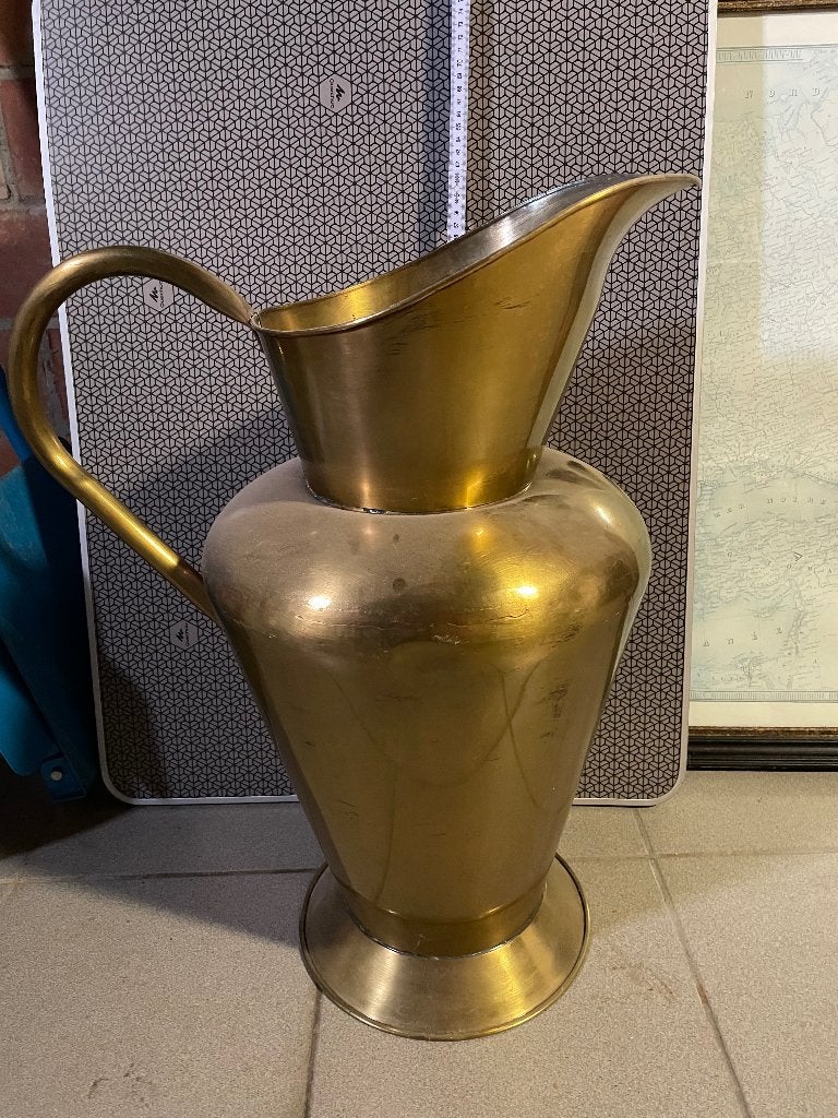 Grote gele koperen kruik - 58cm, Antiek en Kunst, Ophalen, Koper