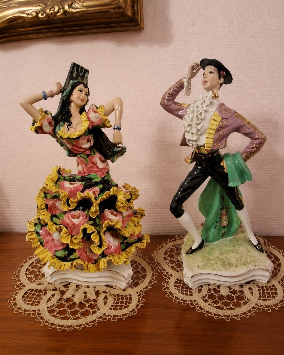 Couple de danseurs espagnol 49cm en céramique 1950, Enlèvement ou Envoi