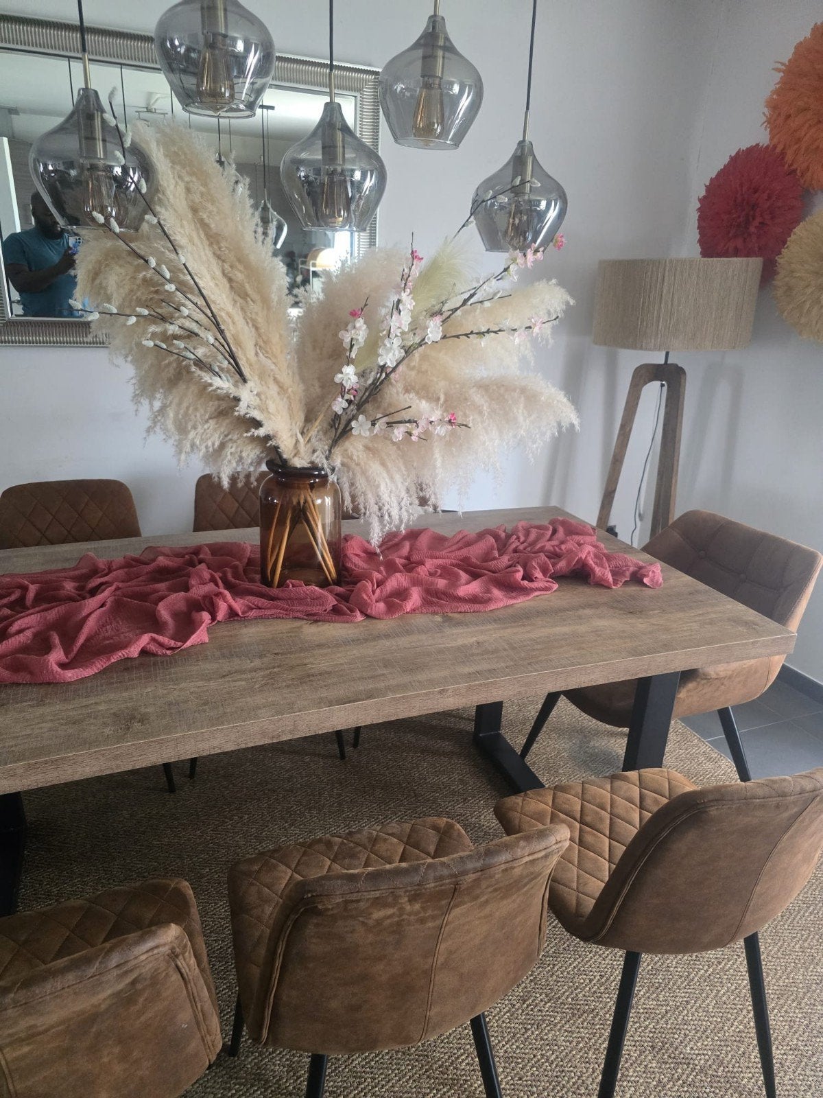 Salle à manger bois chêne 8 chaises couleur cognac, Maison & Meubles, Enlèvement, Comme neuf, 8 chaises ou plus