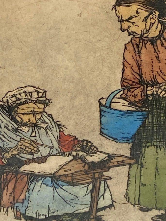 Zeldzame ets van Jules Fonteyne, Antiek en Kunst, Ophalen, Dagelijks leven, Ets, Ingelijst