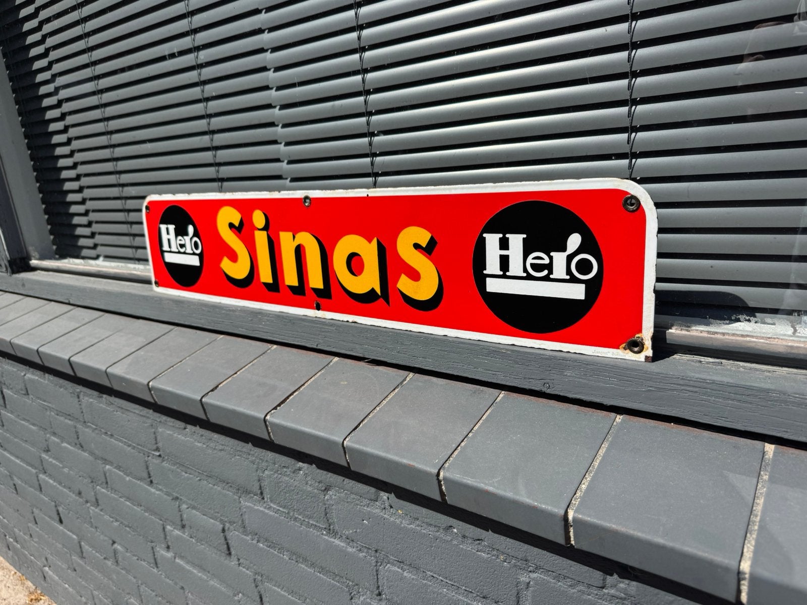 Hero Sinas emaille reclamebord, Verzamelen, Ophalen of Verzenden, Gebruikt, Reclamebord