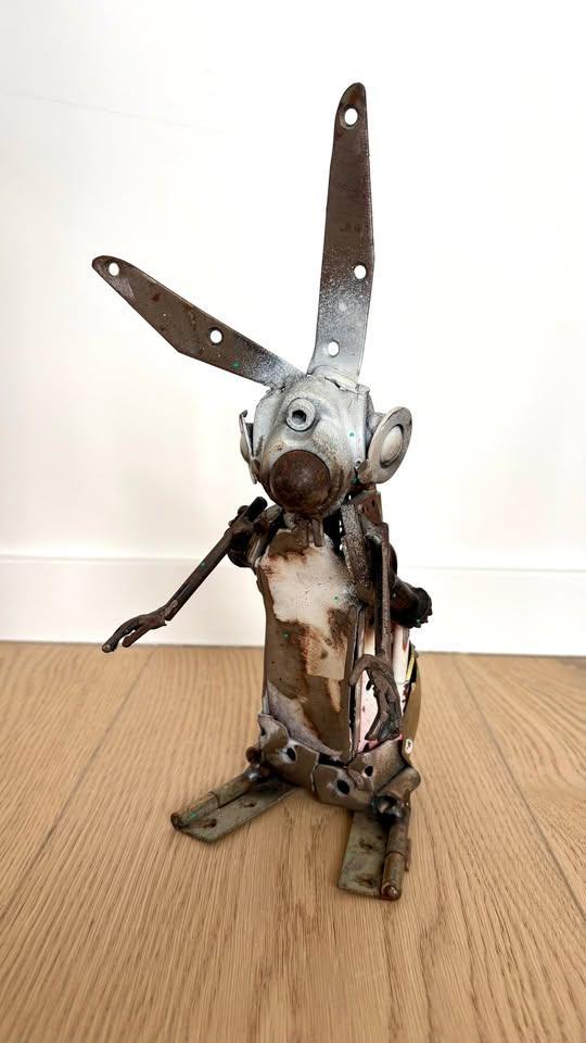 Sculpture lapin Recup Art Jérémy Gallier pièce unique métal, Antiquités & Art, Enlèvement