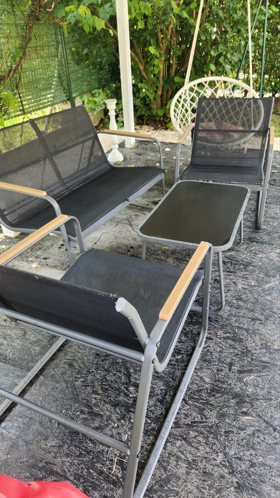 Set tuinstoelen, 1x 2 persoon en 2x 1 persoon + tafel, Tuin en Terras, Ophalen, Zo goed als nieuw, Metaal