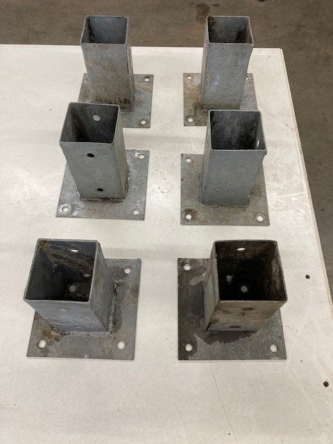 6 pieds de mât 71 x 71 mm, plaque de base 150 mm, Bricolage & Construction, 50 mm ou plus, 200 à 250 cm, Comme neuf, Autres essences de bois