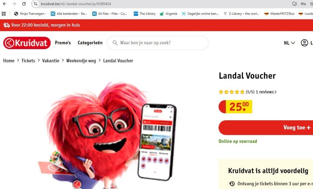 Landal vakantiepark Voucher, Tickets en Kaartjes