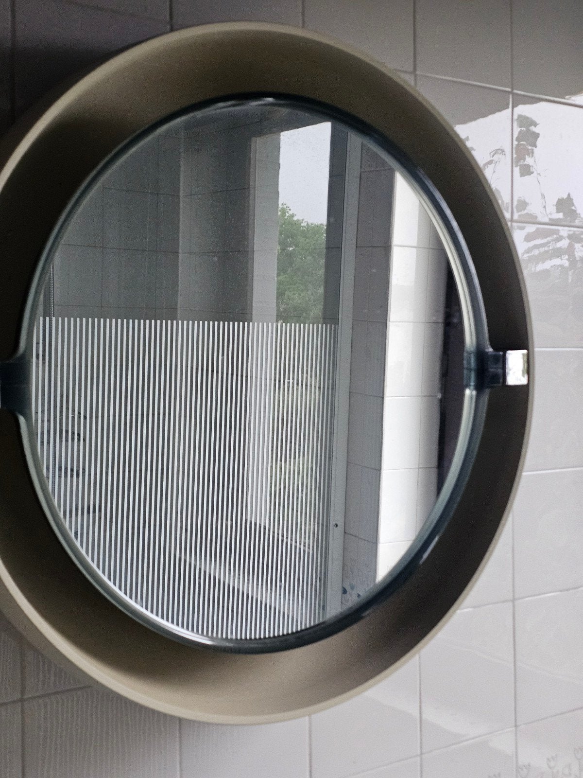 vintage ronde badkamerspiegel van Allibert Space Age-stijl, Ophalen