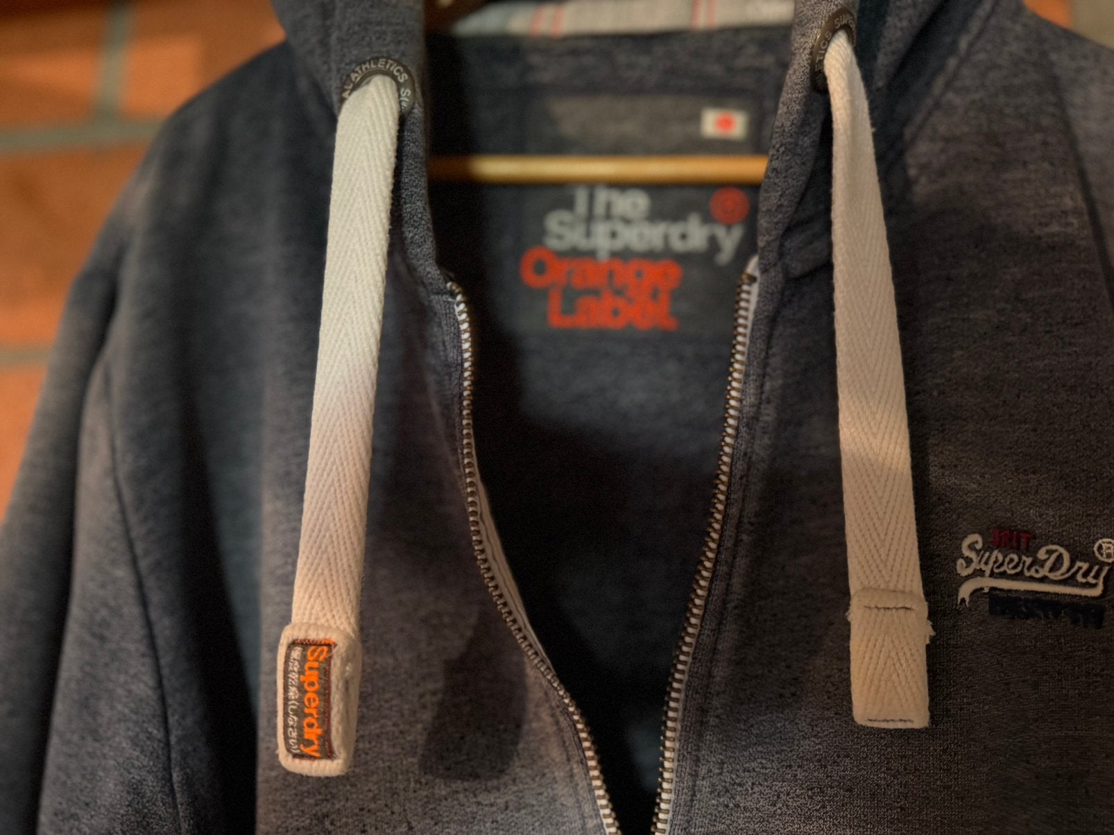 Gilet à capuche Superdry gris foncé en mélange — Taille : L, Enlèvement ou Envoi, Porté, Taille 52/54 (L), Bleu