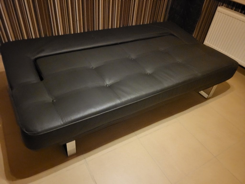 Zwart zetelbed voor 2 personen, Ophalen, Zwart, Tweepersoons, 140 cm