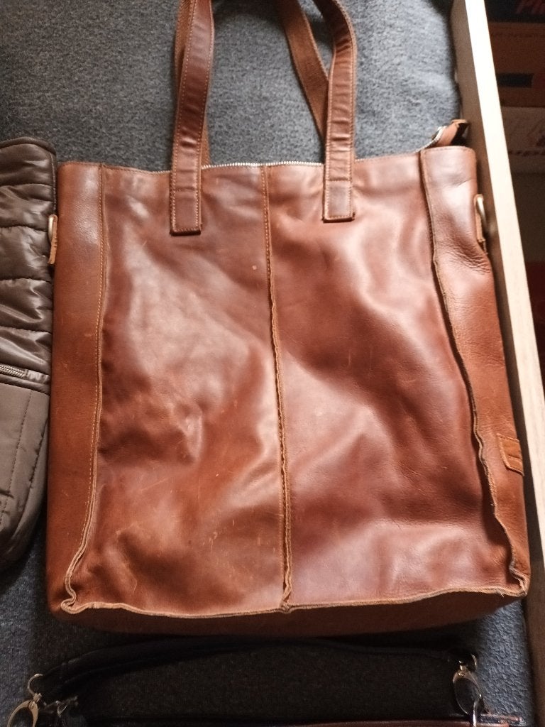 lederen laptopzak / handtas, Handtassen en Accessoires, Ophalen, Overige typen