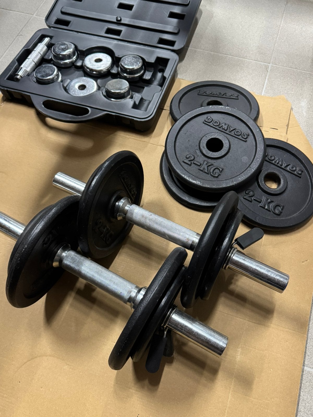 Home Gym halterset 20 kg met opbergkoffer, Sport en Fitness, Ophalen, Zo goed als nieuw, Halterschijven