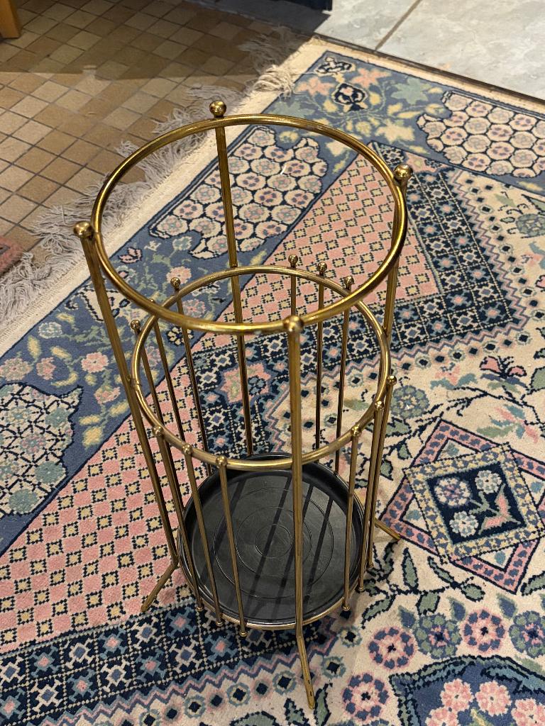 Design MessingParaplubak met Uitneembare Lekbak Vintage Goud, Enlèvement, Utilisé, Plastique