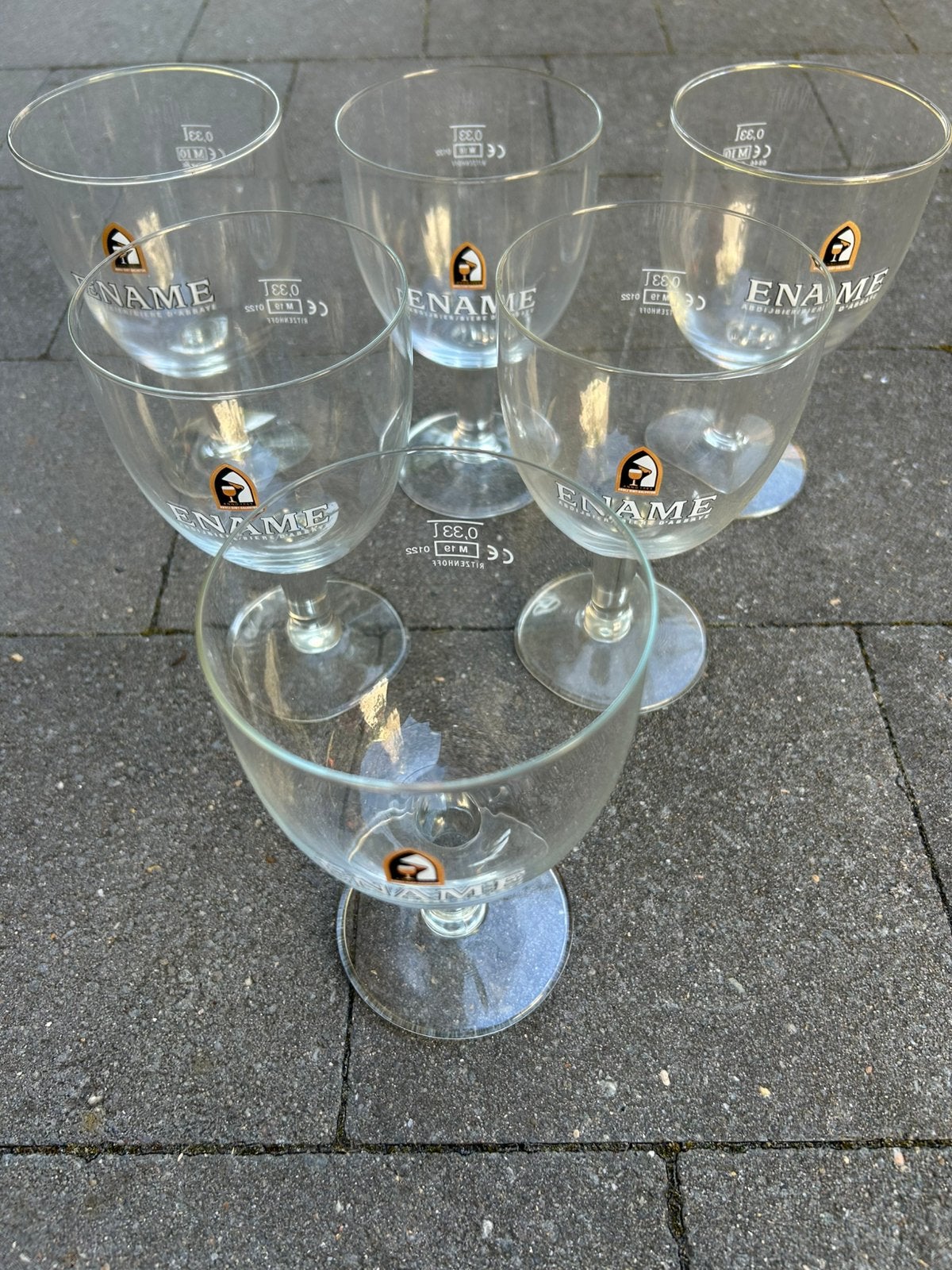 6 glazen Ename, Verzamelen, Ophalen, Zo goed als nieuw