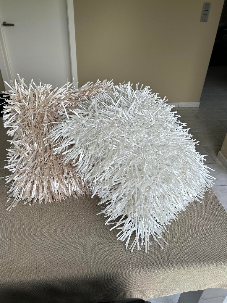 Twee zeer mooie sierkussens, Huis en Inrichting, Ophalen, Gebruikt, Beige, Afneembare hoes