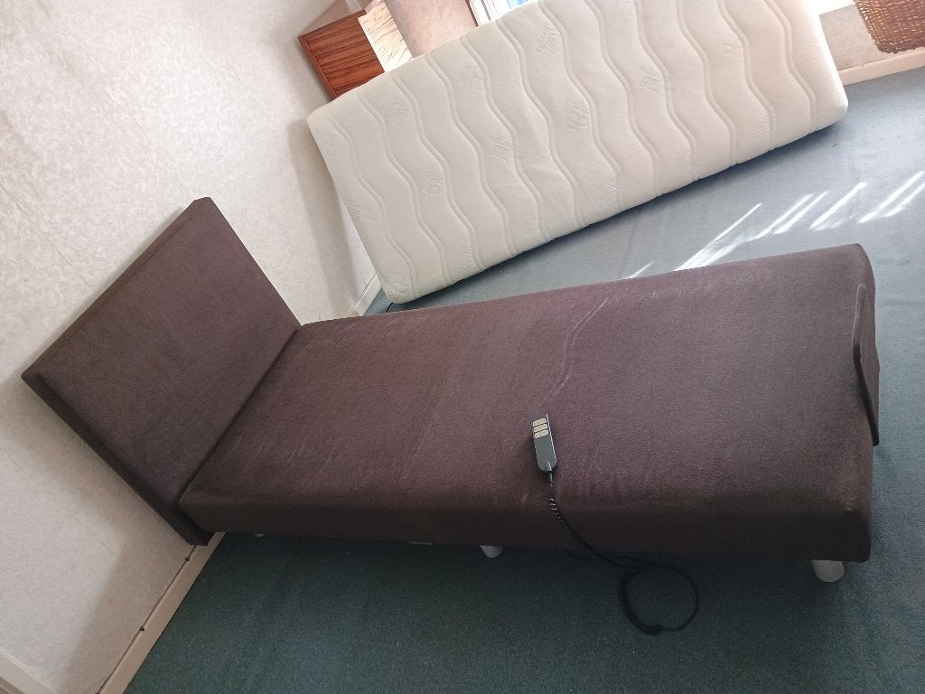 1 persoon boxspring, Ophalen, Gebruikt, Eenpersoons, Bruin