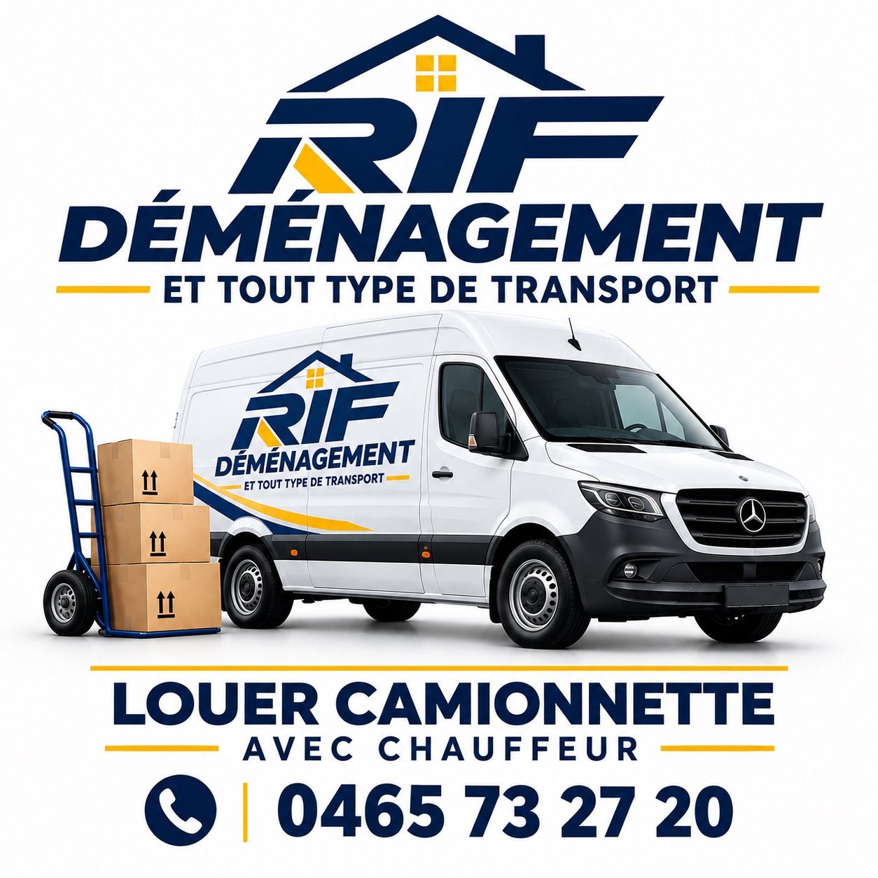 Camionette av chauffeur demenagement