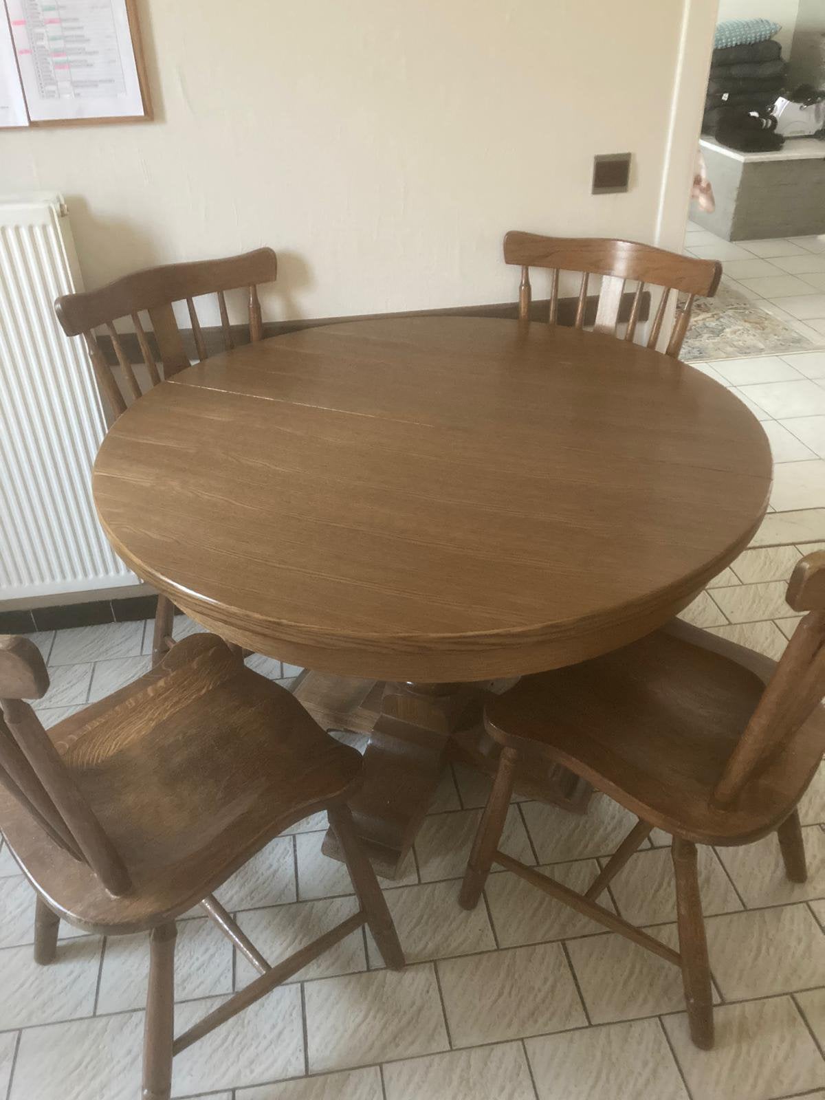 Keukeneettafel met 4 stoelen, Huis en Inrichting, Ophalen, Gebruikt, Rond, 50 tot 100 cm