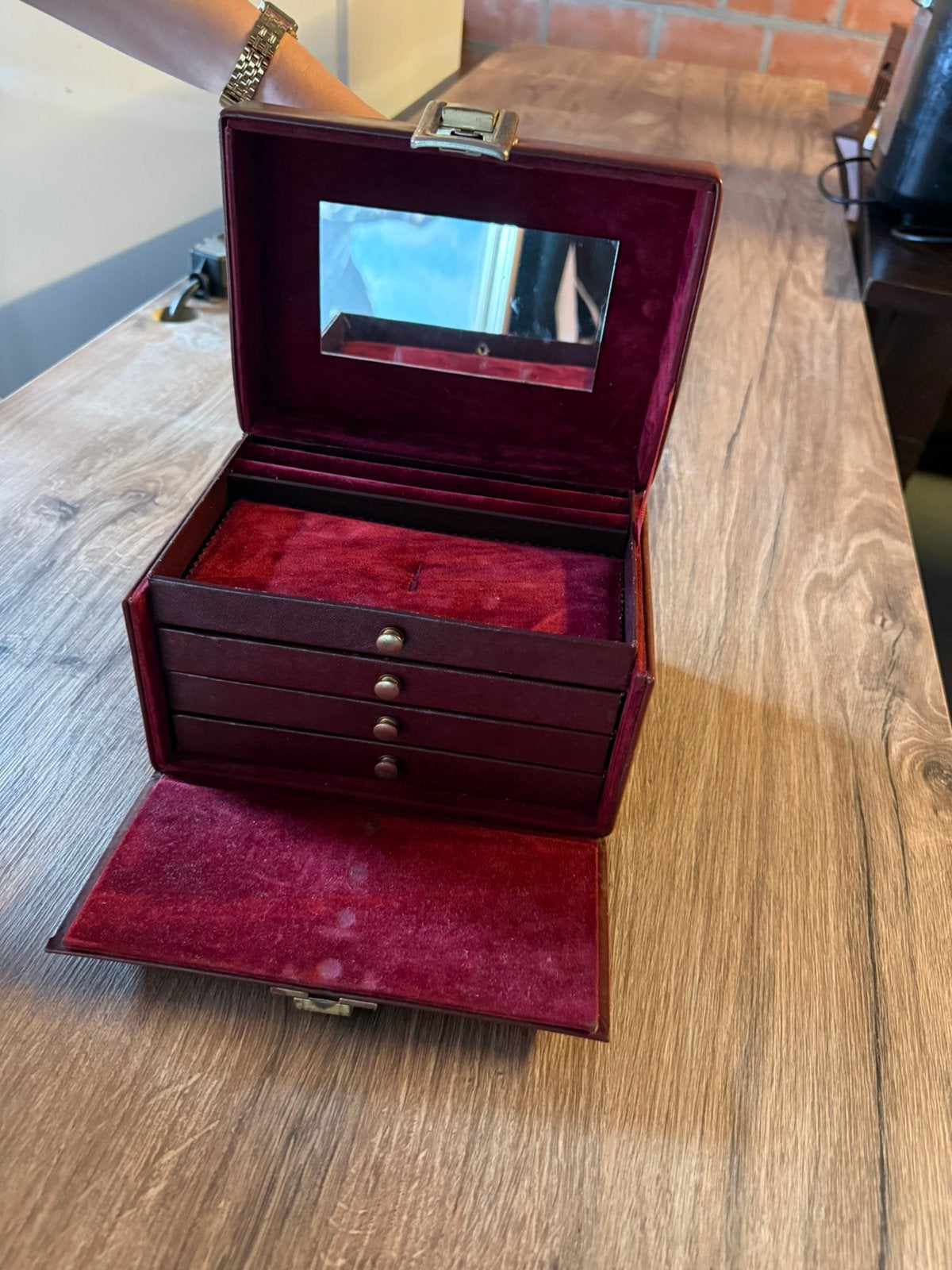 Vintage Juwelendoos, Rouge, Enlèvement, Rigide, Comme neuf