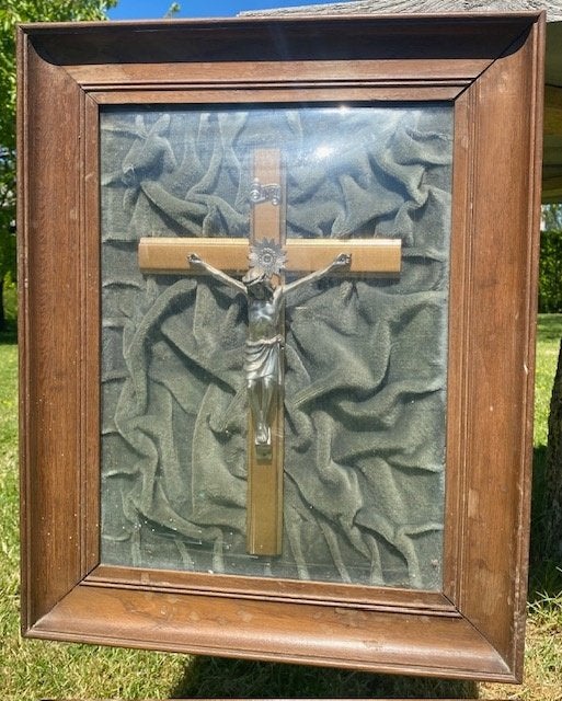 Antiek houten kader met kruisbeeld, Antiek en Kunst, Ophalen