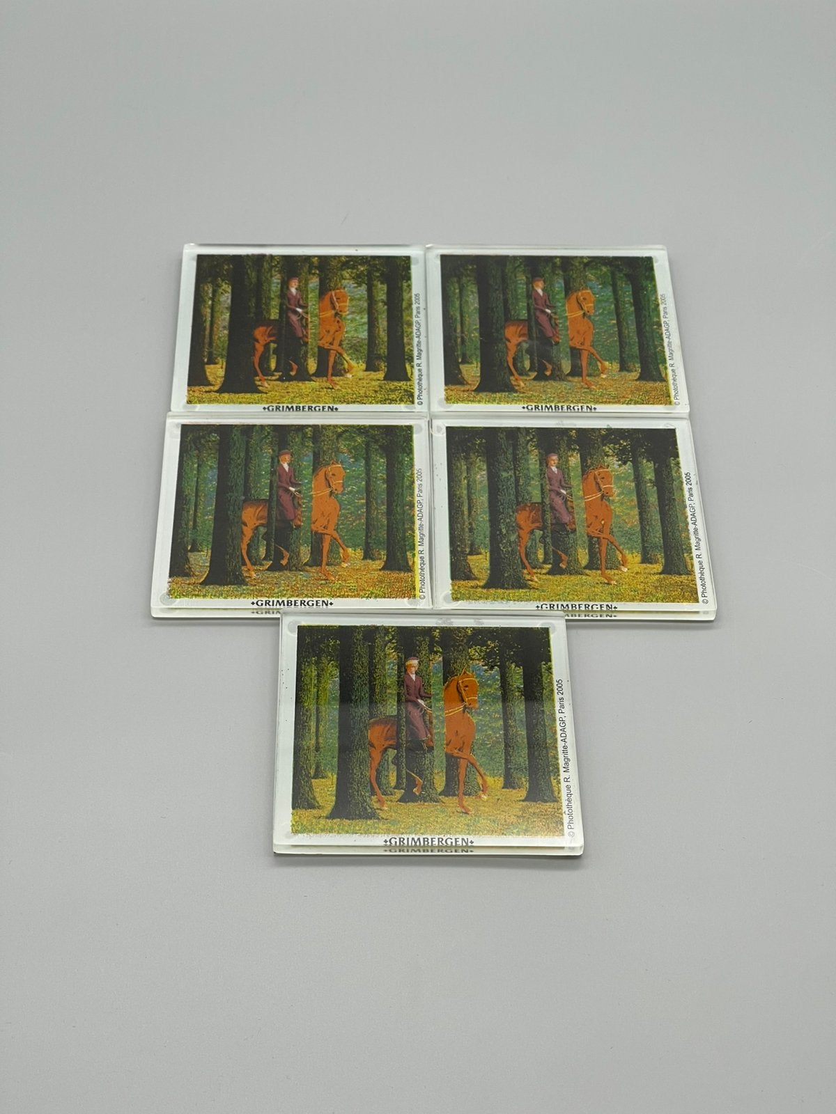 Vintag glazen onderzetters – René Magritte – set van 5, Glasonderzetter, Meerkleurig, Ophalen of Verzenden, Zo goed als nieuw