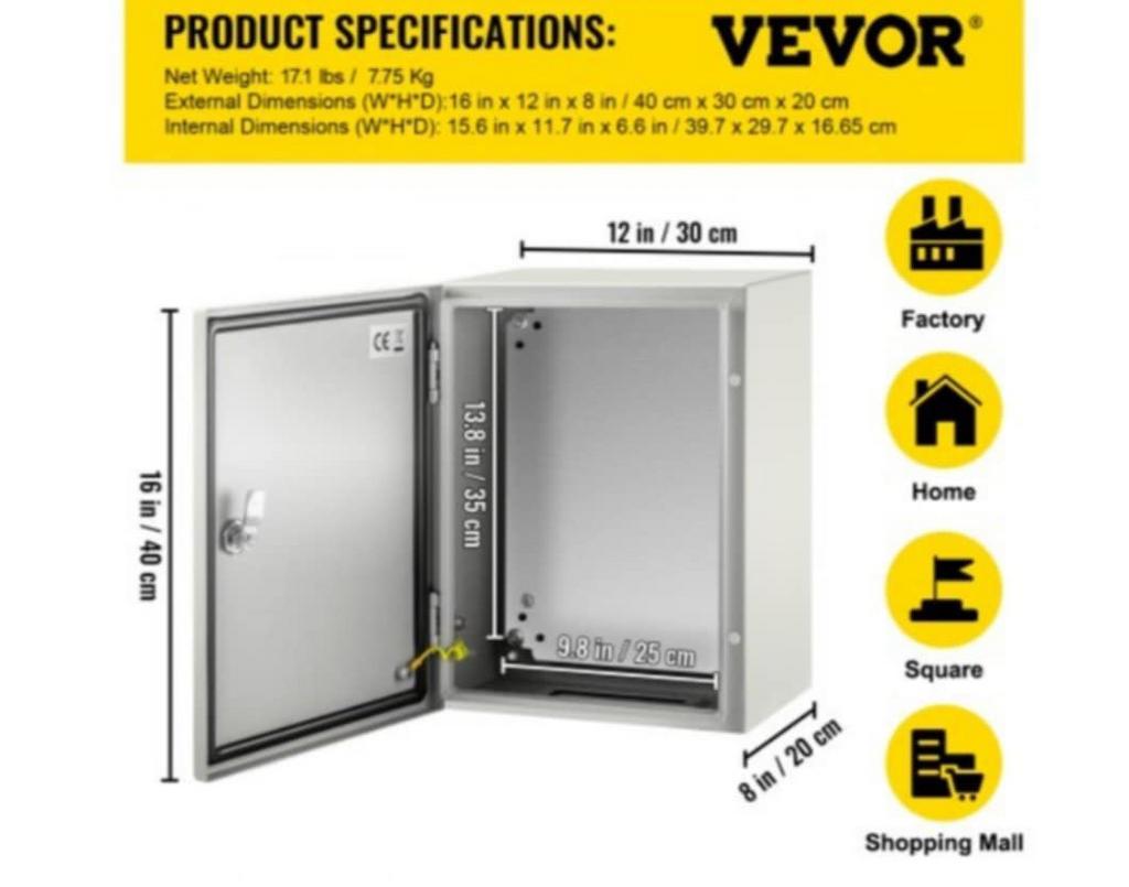 VEVOR schakelkast NEMA industriële behuizing  nieuw, Doe-het-zelf en Bouw, Elektriciteit en Kabels, Ophalen, Nieuw