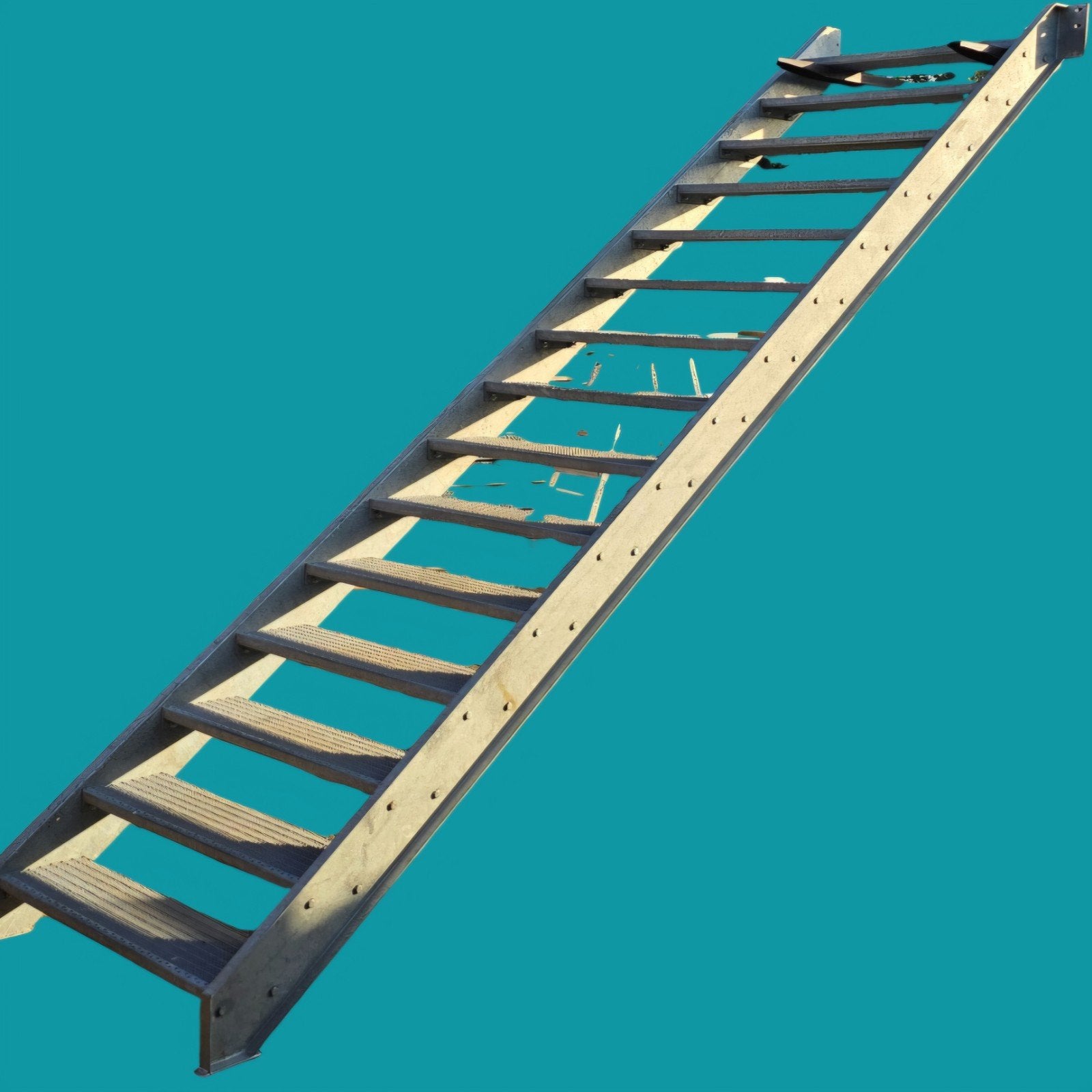 Stalen trap lui verzinkt, gegalvaniseerd. Hoogte 300/303cm., Enlèvement, Utilisé