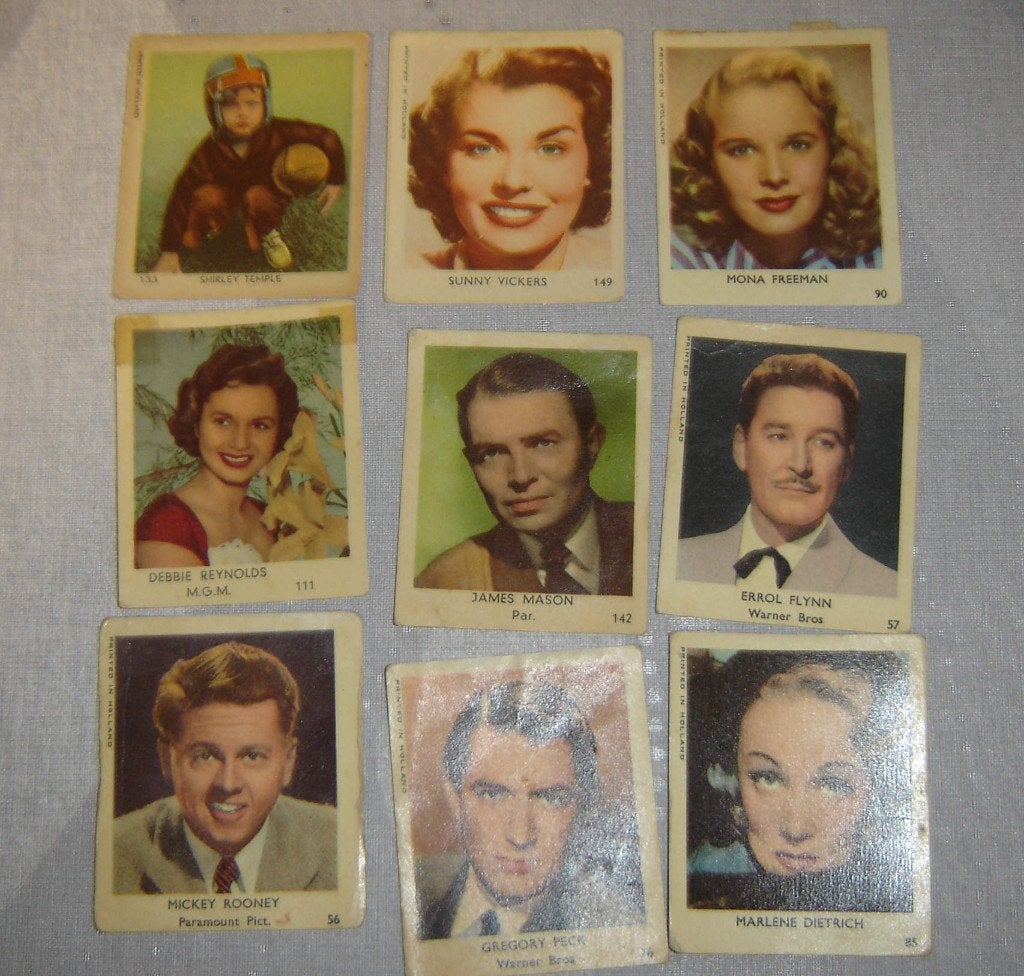 Étoiles de cinéma Chromos VAL GUM 60e, Collections, Photos & Gravures, Gravure, Utilisé, Envoi, 1940 à 1960
