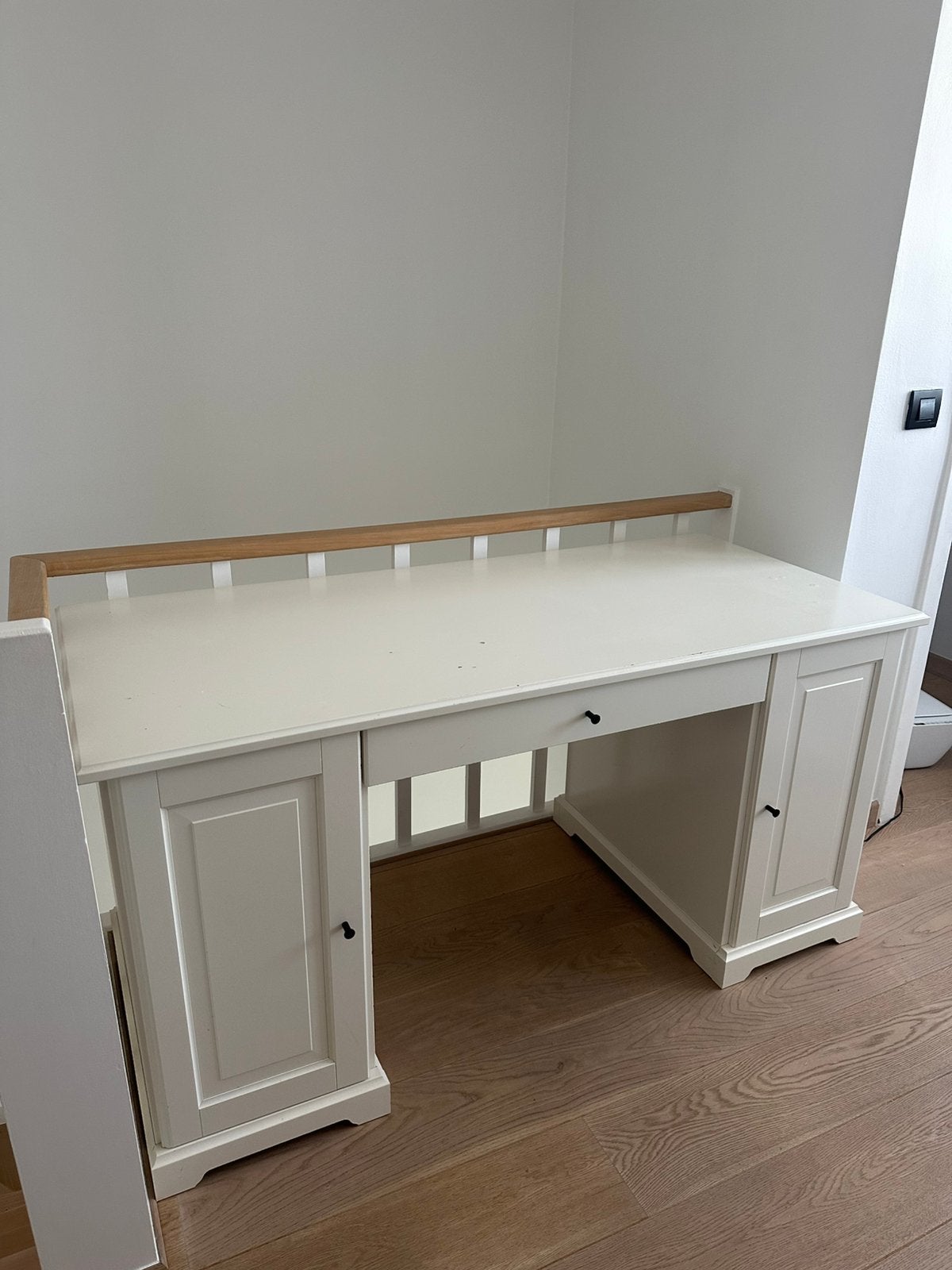 Bureau blanc avec rangements, Maison & Meubles, Bureaux, Enlèvement, Comme neuf, Blanc
