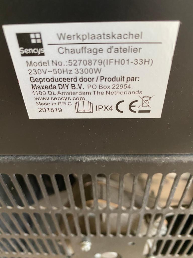 Werkplaatskachel, Ophalen, Gebruikt, 800 watt of meer, Overige typen