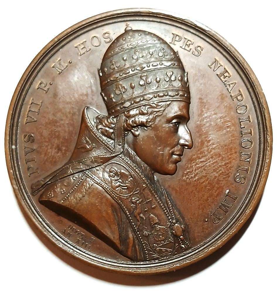 medaille 1804 pius VII kroning napoleon in notre dame parijs, Postzegels en Munten, Ophalen of Verzenden, Brons