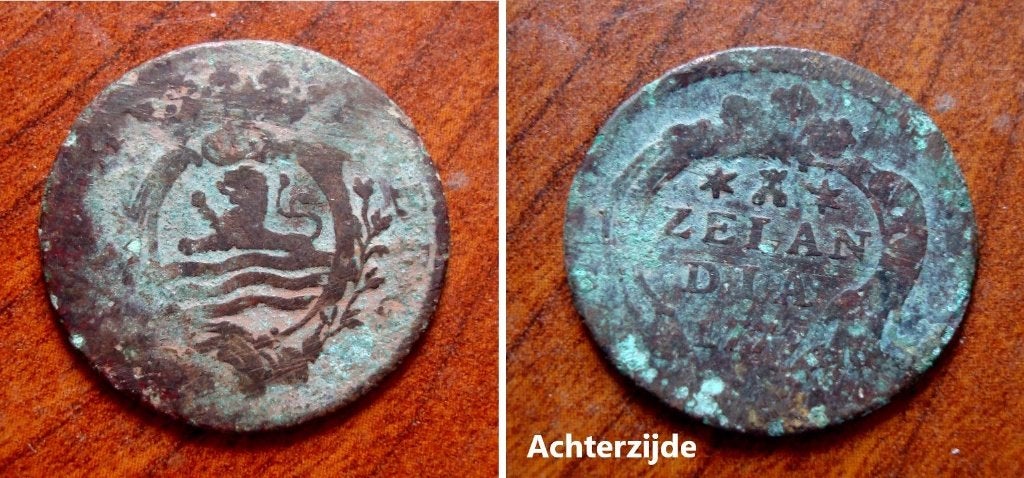 Duit Zeelandia 1777, Postzegels en Munten, Verzenden, Vóór koninkrijk, Overige waardes, Losse munt