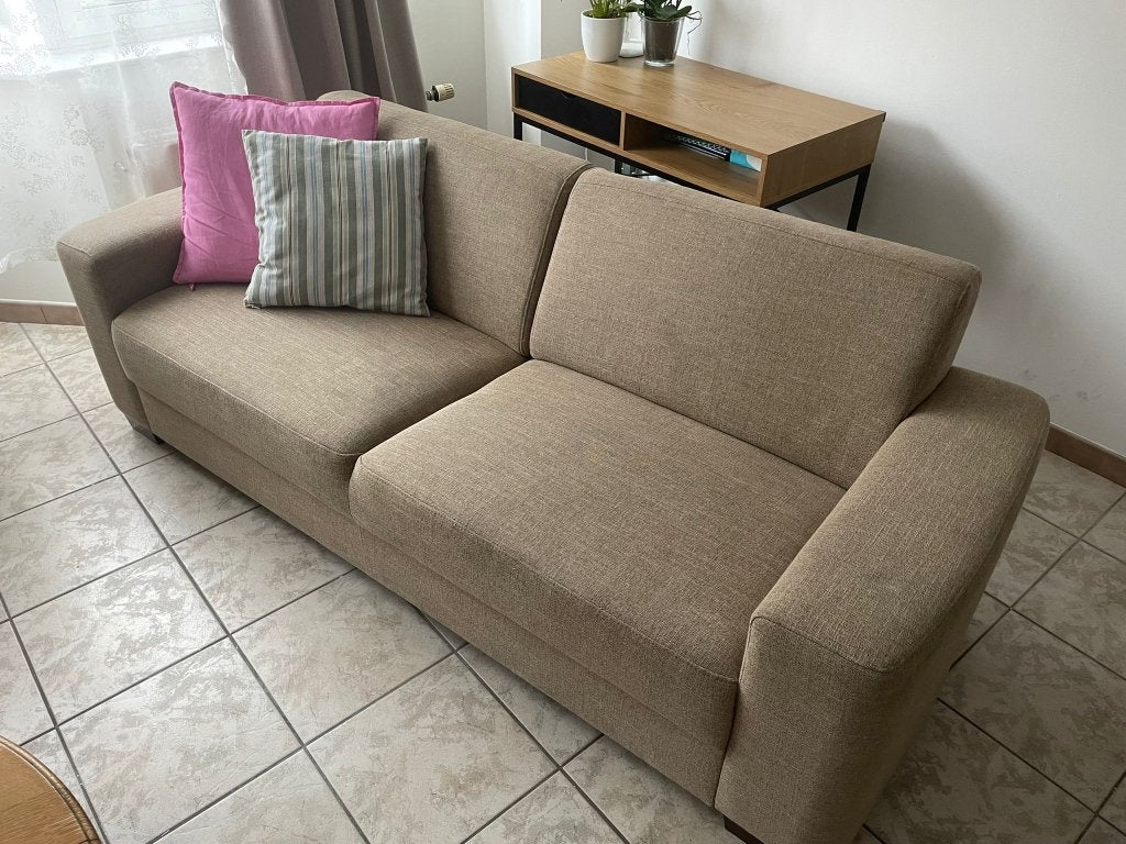 Zitsbank/ Beige Sofa Te koop, Huis en Inrichting, Zetels | Zetels, Ophalen, Overige materialen, Gebruikt, Minder dan 75 cm