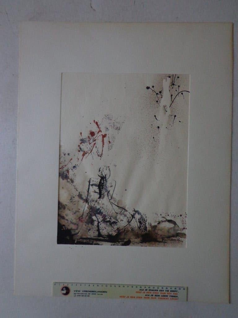 originele gemengde techniek van Jan Vaerten uit 1967, Antiek en Kunst, Kunst | Schilderijen | Modern, Abstract, Papier/karton