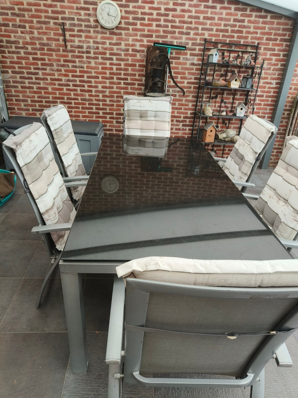 Terrastafel + 6 stoelen + Nieuwe kussens, Tuin en Terras, Ophalen, Stoel