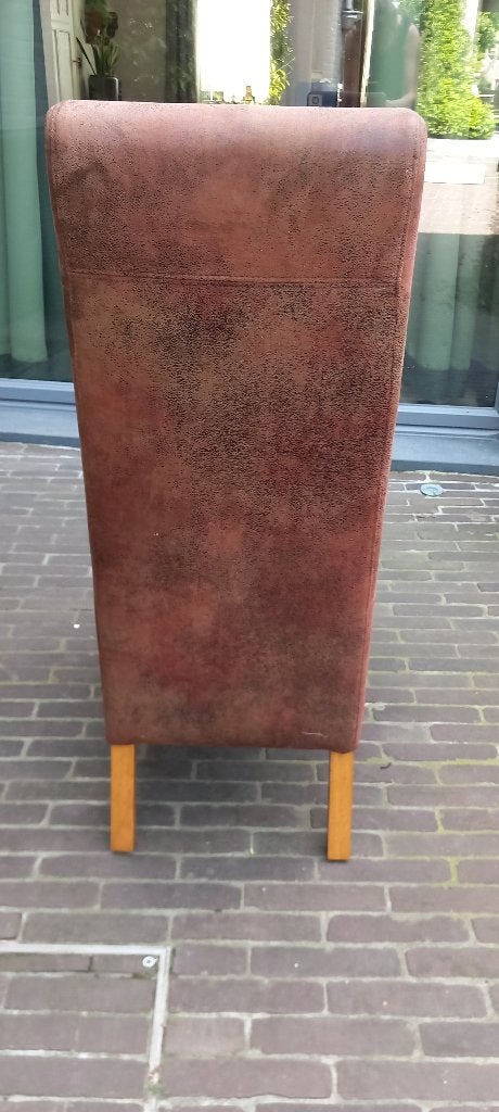 6 eetkamerstoelen, Ophalen, Gebruikt, Bruin, Stof