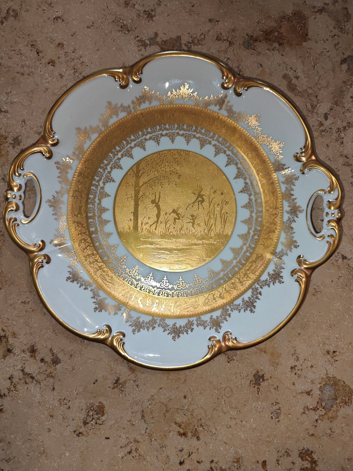 Vintage Bavaria porseleinen schaal met 24k echt goud, Enlèvement ou Envoi