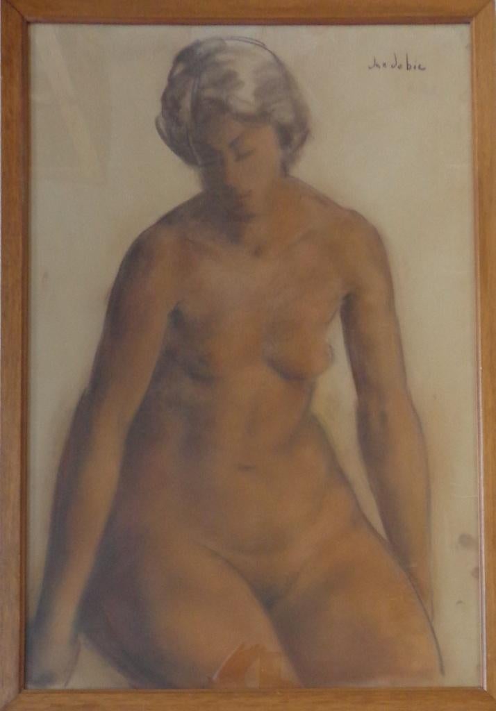 JAN DE BIE / NAAKTE VROUW / ORIGINEEL WERK / 95x66cm / KADER, Enlèvement