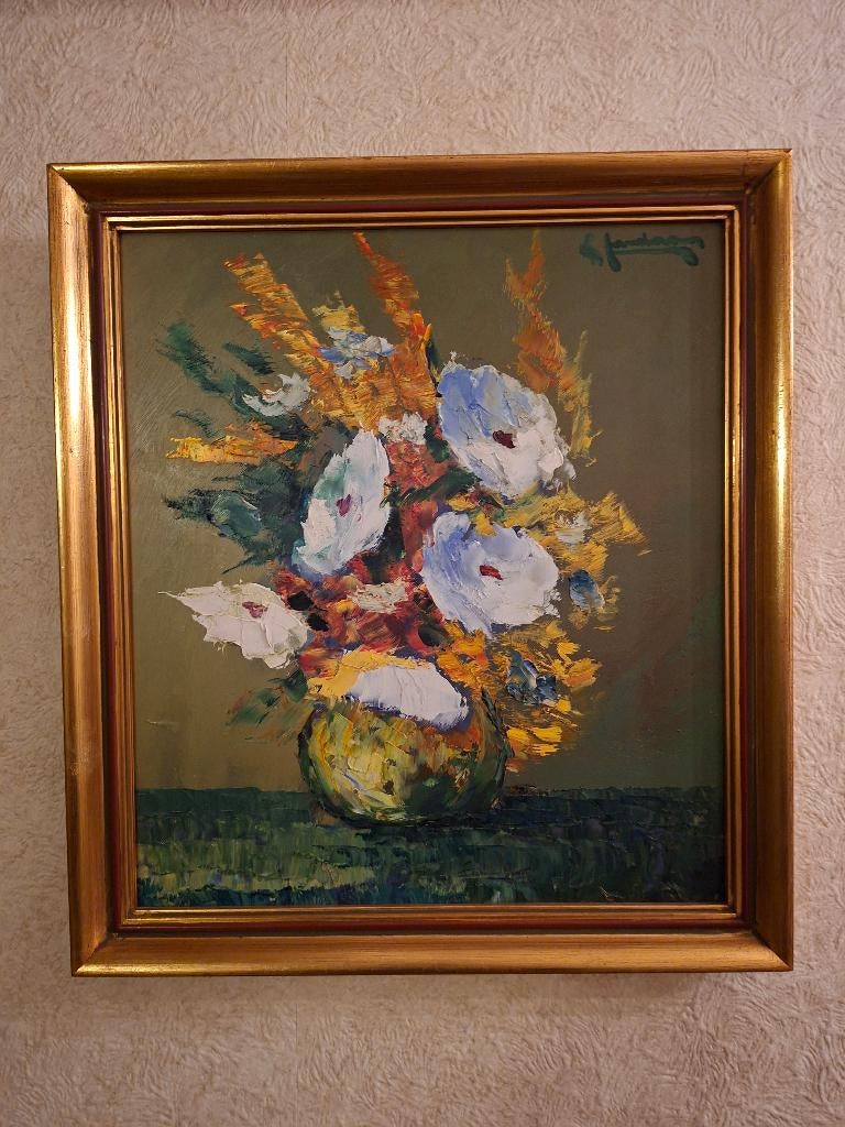 Leo Jordaens – Expressief bloemstilleven (olieverf), Antiek en Kunst, Ophalen