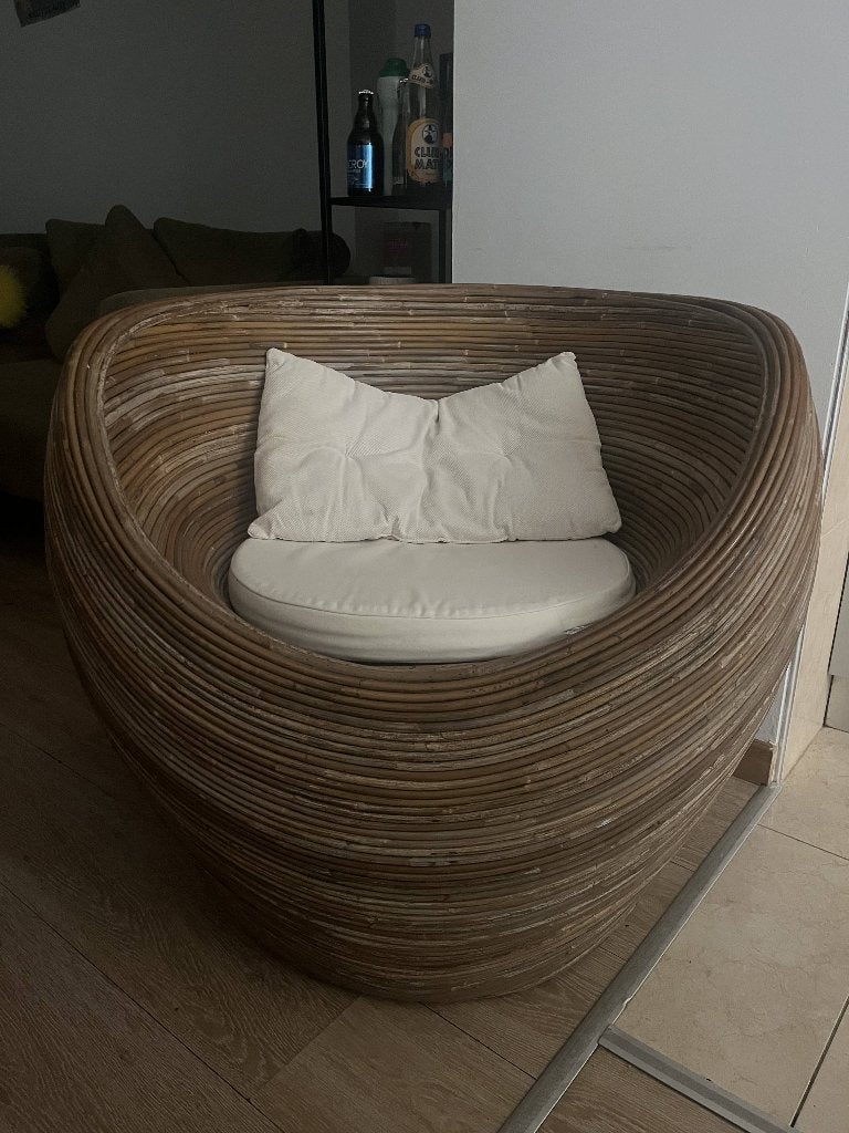 Fauteuil oeuf en rotin, Enlèvement, Comme neuf, Osier ou Rotin