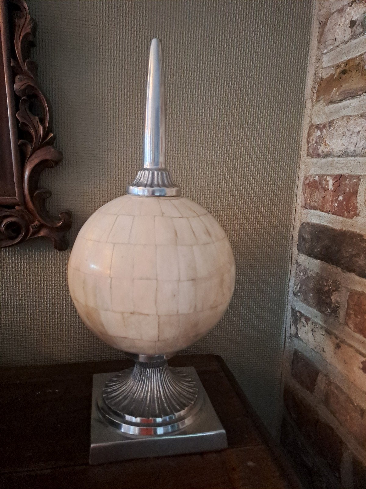 vintage, decoratief ornament op messing basis, Ophalen of Verzenden