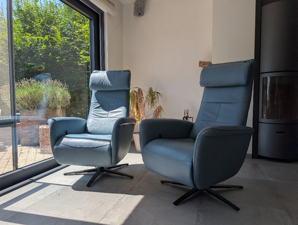 2x Hukla relaxzetel leer handmatig verstelbaar, Neuf, Moins de 75 cm, Enlèvement, Cuir