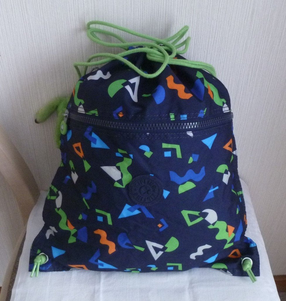 Kipling veelkleurige fluorescerende sportrugzak + aap, Ophalen of Verzenden, Gebruikt, Unisex kinderen