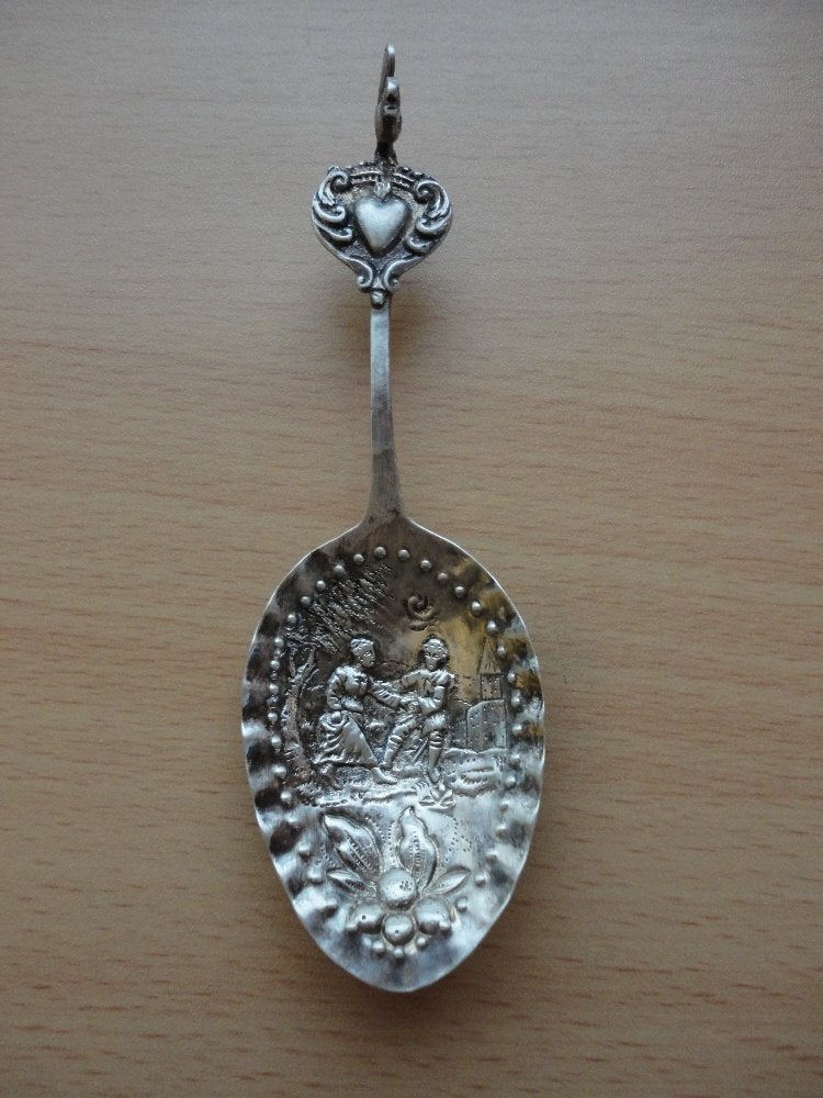 cuillère en argent massif fin XIXème siècle gravée ( 19ème ), Antiquités & Art, Enlèvement ou Envoi, Argent