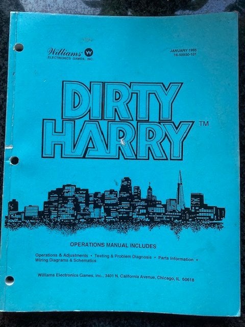 WILLIAMS DIRTY HARRY MANUEL AVEC SCHÉMAS, Collections, Machines | Flipper (jeu), Enlèvement ou Envoi, Flipper (jeu), Comme neuf