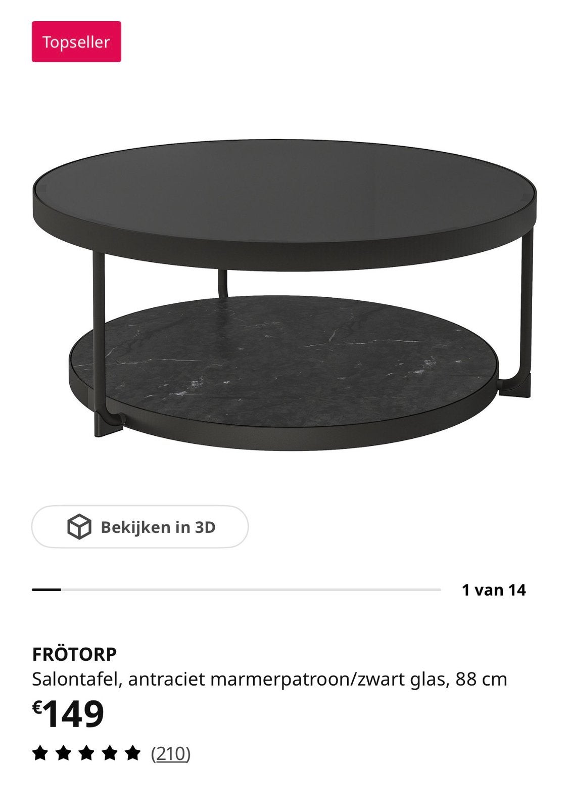 Salontafel zwart, Ophalen, Zo goed als nieuw