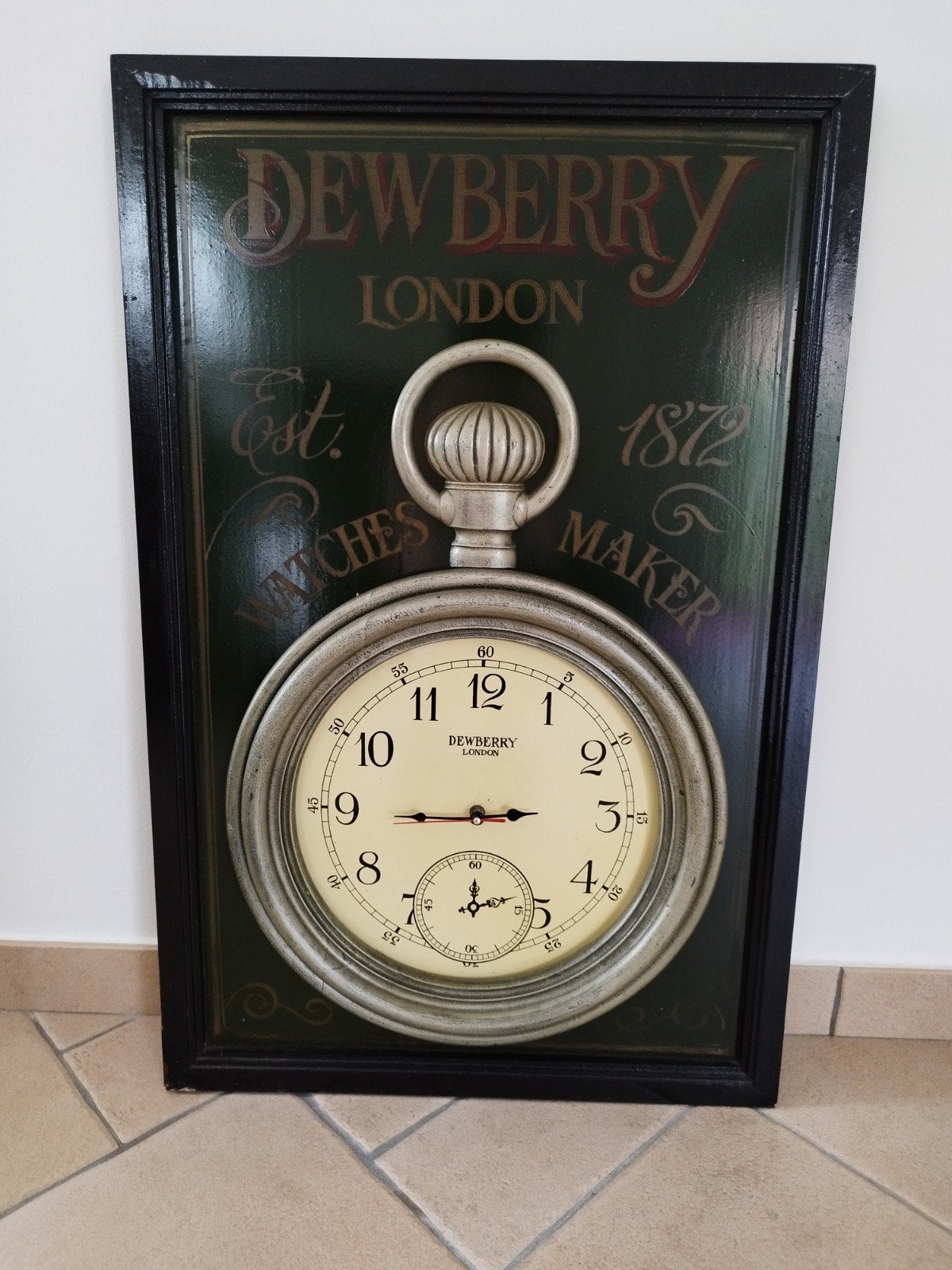 Handgemaakte wandklok ‘Dewberry London’ – Country Corner, Huis en Inrichting, Ophalen, Handgemaakt, Groen, Wandklok