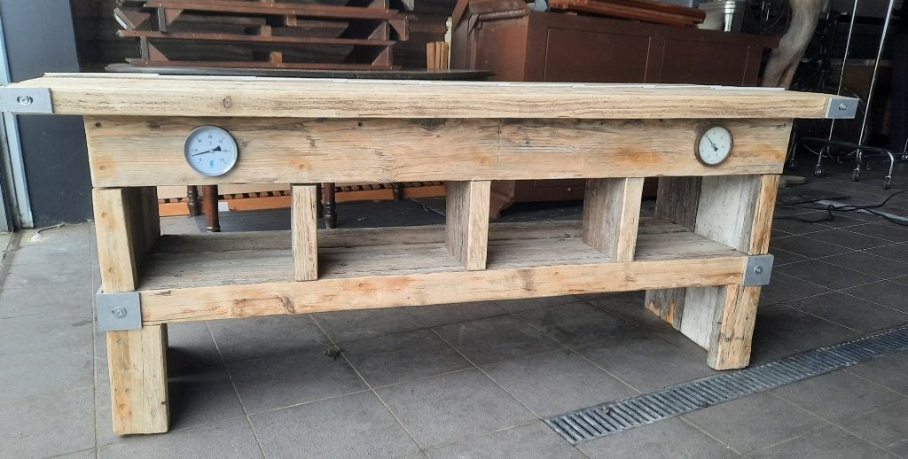 Table et Lampes Artisanales, Maison & Meubles, Enlèvement, Comme neuf, Pin, Industriel - contemporain