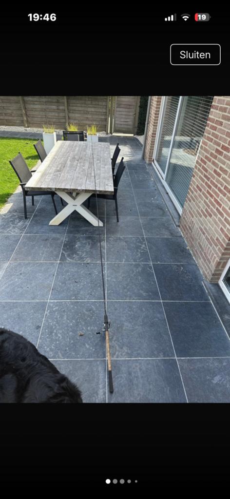 Vishengel met molen, Envoi, Utilisé, Canne à lancer
