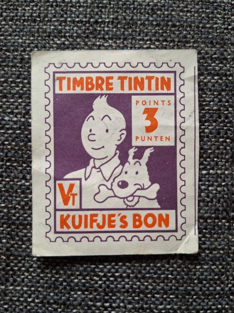 Kuifje Bon Timbre Tintin - Zegel 3 punten, Collections, Enlèvement ou Envoi, Tintin, Utilisé, Image, Affiche ou Autocollant